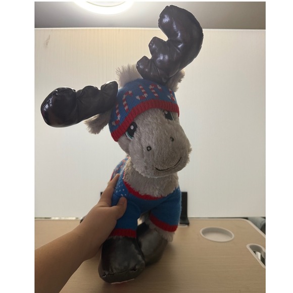 Build-A-Bear Workshop Other - Build-A-Bear Gray Silver Gust Moose Reindeer Plush Holiday Candy‎ Cane Sweater